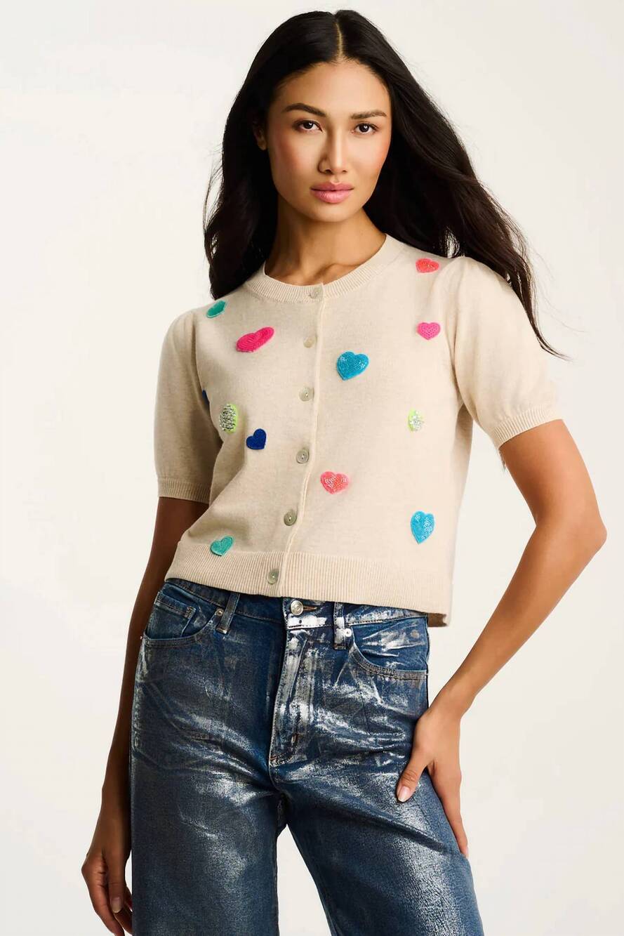 NEW LISA TODD royal flush cardigan in almond